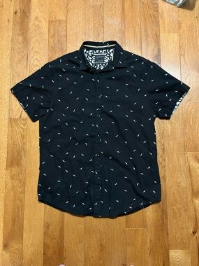 Cactus Man Ricky Singh Black Shirt with White and Gold Floral Trim